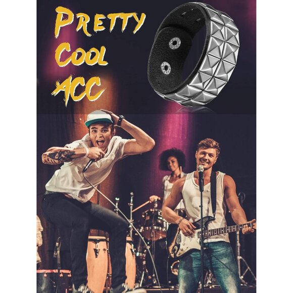 9-Piece Punk Leather Bracelet Set with Rivets and Metal Studs for Men Women - Picture 3 of 6